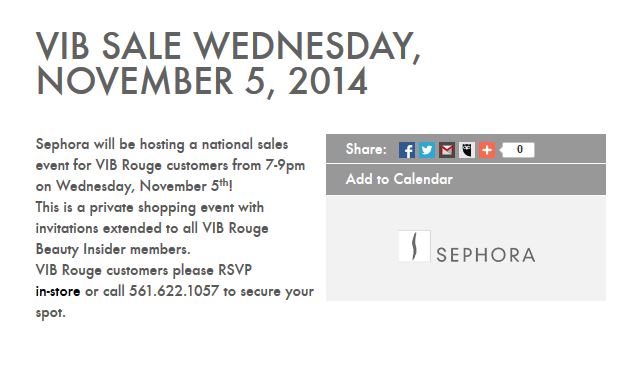 Sephora VIB Sale Fall 2014 Rouge Event