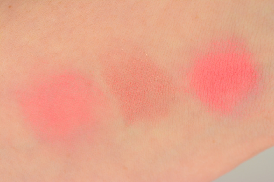 Tarte Amazonian Clay Blush in Blissful, Peaceful & Tipsy Swatches