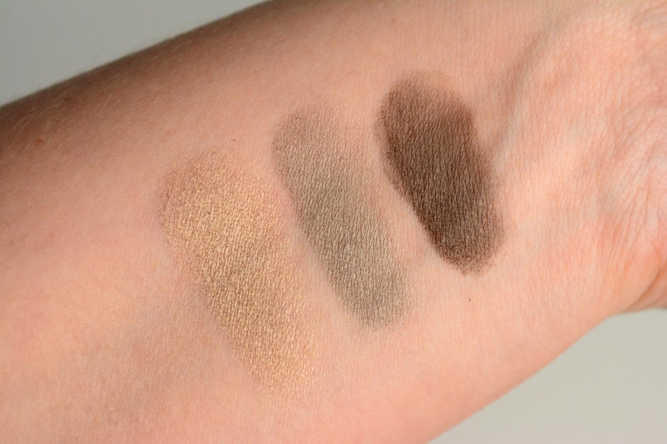 Burberry Eyeshadow Swatches - Pale Barley, Storm Grey, Dark Sable