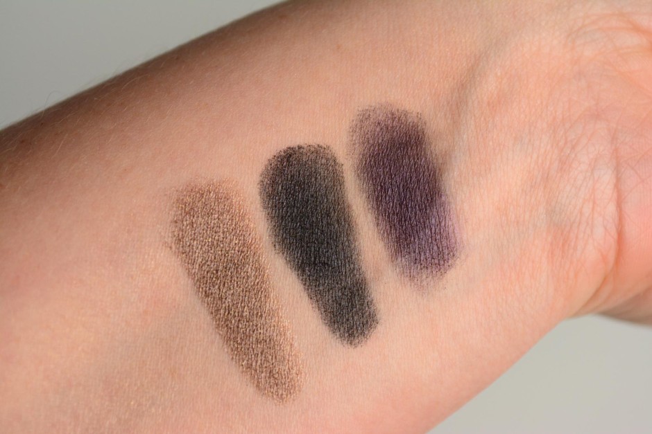 Burberry Eyeshadow Swatches - Midnight Brown, Midnight Black, Midnight Purple