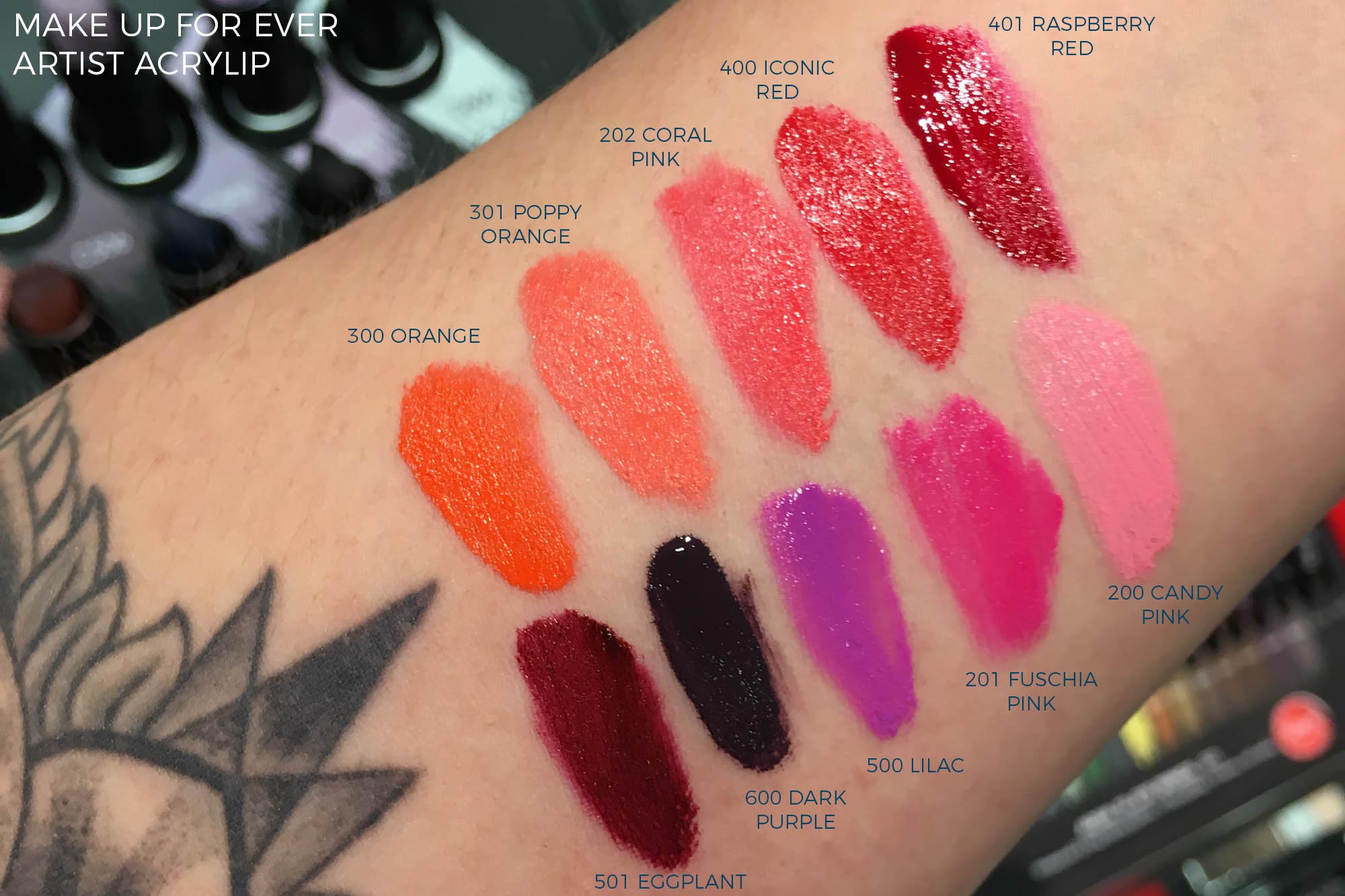 Lip swatches galore - Make Up For Ever Artist Acrylip