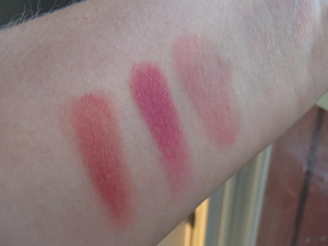 Creme de Chanel Fantastic - Comparison Swatch Laura Mercier Blaze and Becca Beach Tint Watermelon