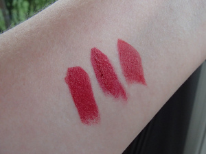 Left to right: Bite Beauty Tannin, Bite Beauty Rouge, Givenchy Le Rouge Grenat Initie