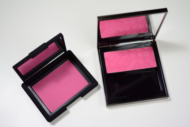 NARS 413blkr blush vs Burberry Coral Pink